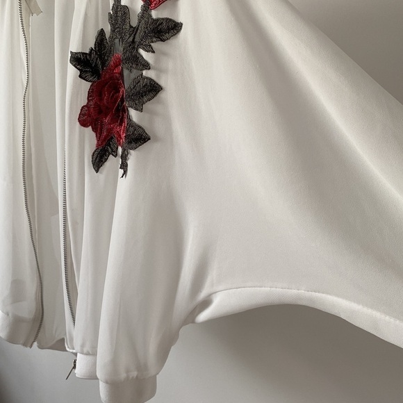 Vintage White Sheer Rose Bomber - Picture 8 of 9